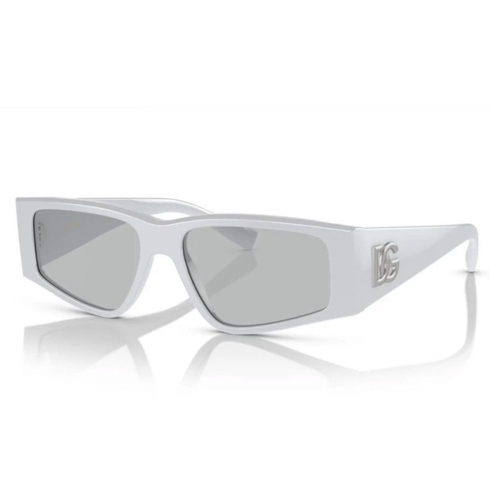 White Cat-Eye Sunglasses with Silver Logo